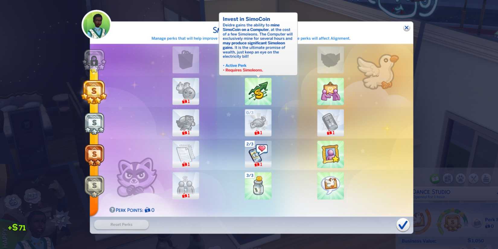 simocoin perk the sims 4