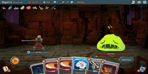 Slay The Spire The Ironclad Attacking A Slime Enemy