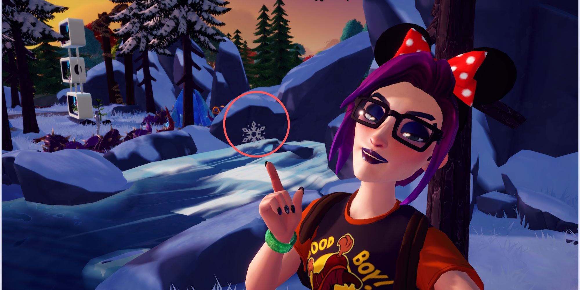 Snow symbol location in Disney Dreamlight Valley's Hot and Cold quest