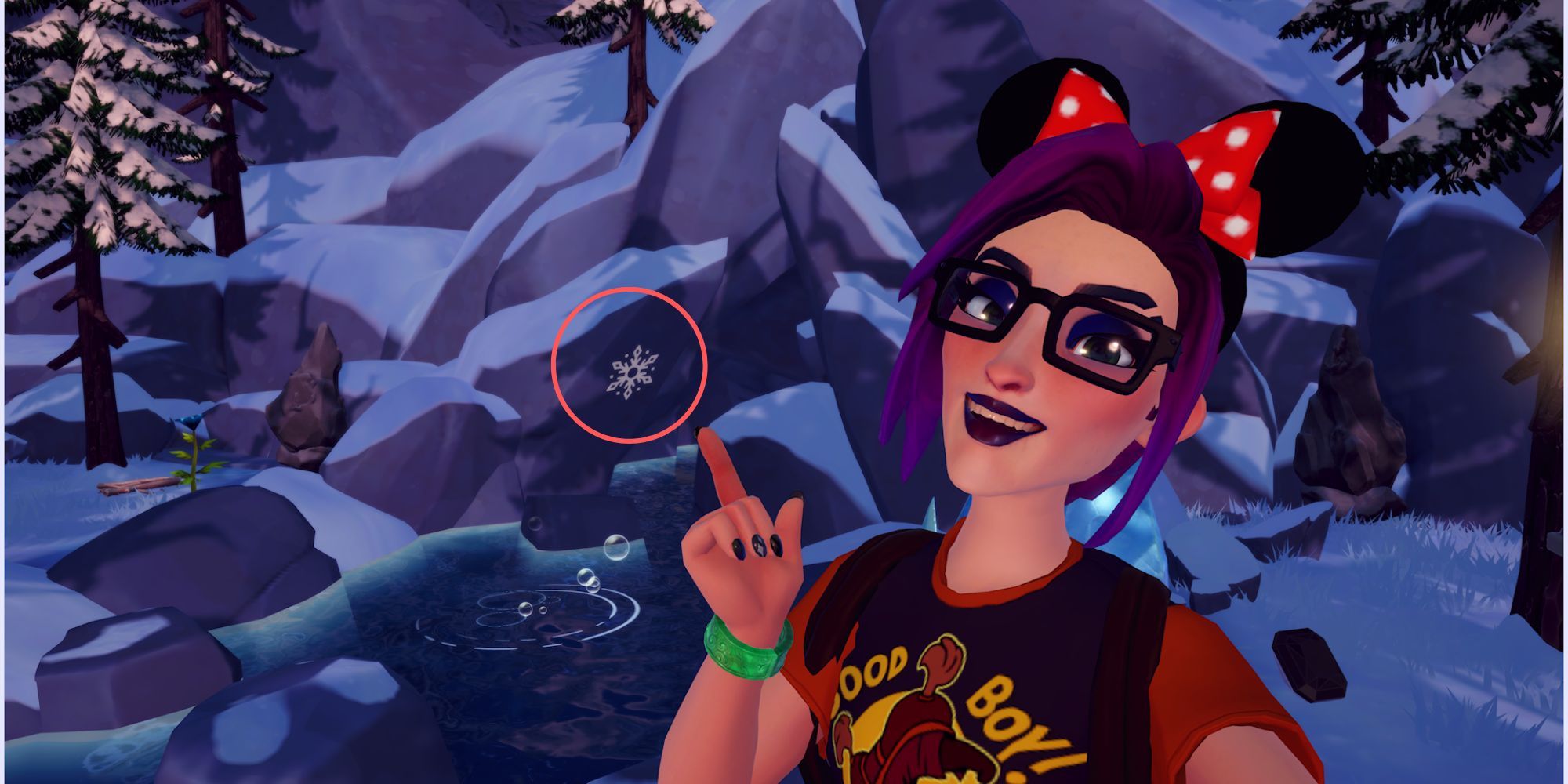 Snow symbol location in Disney Dreamlight Valley's Hot and Cold quest