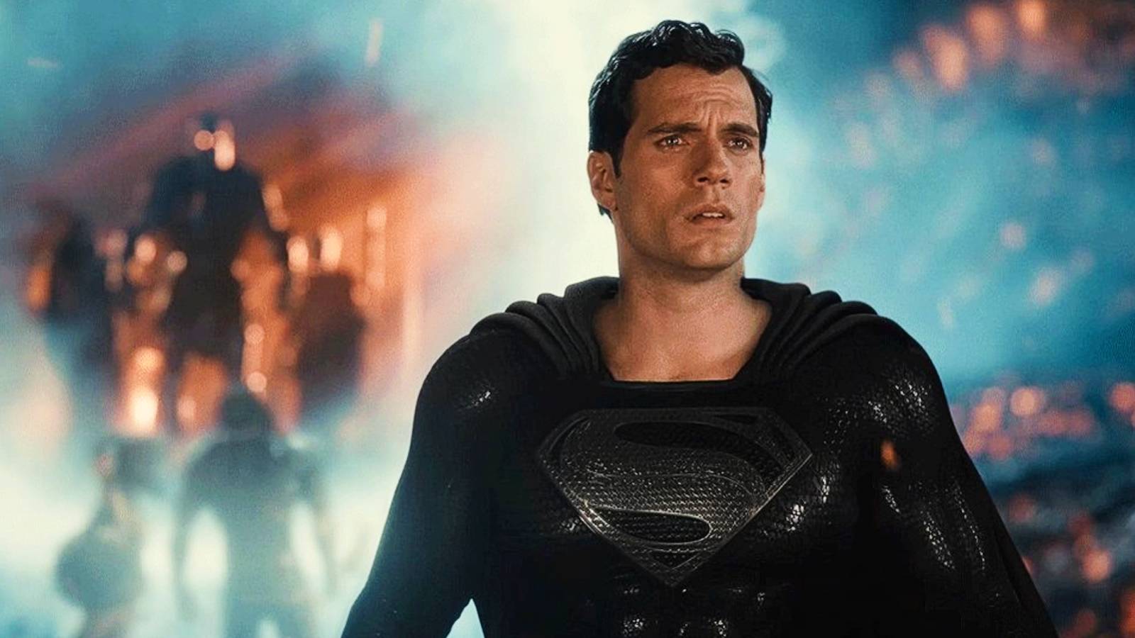 henry cavill as superman in black suit in zack snyder's justice league