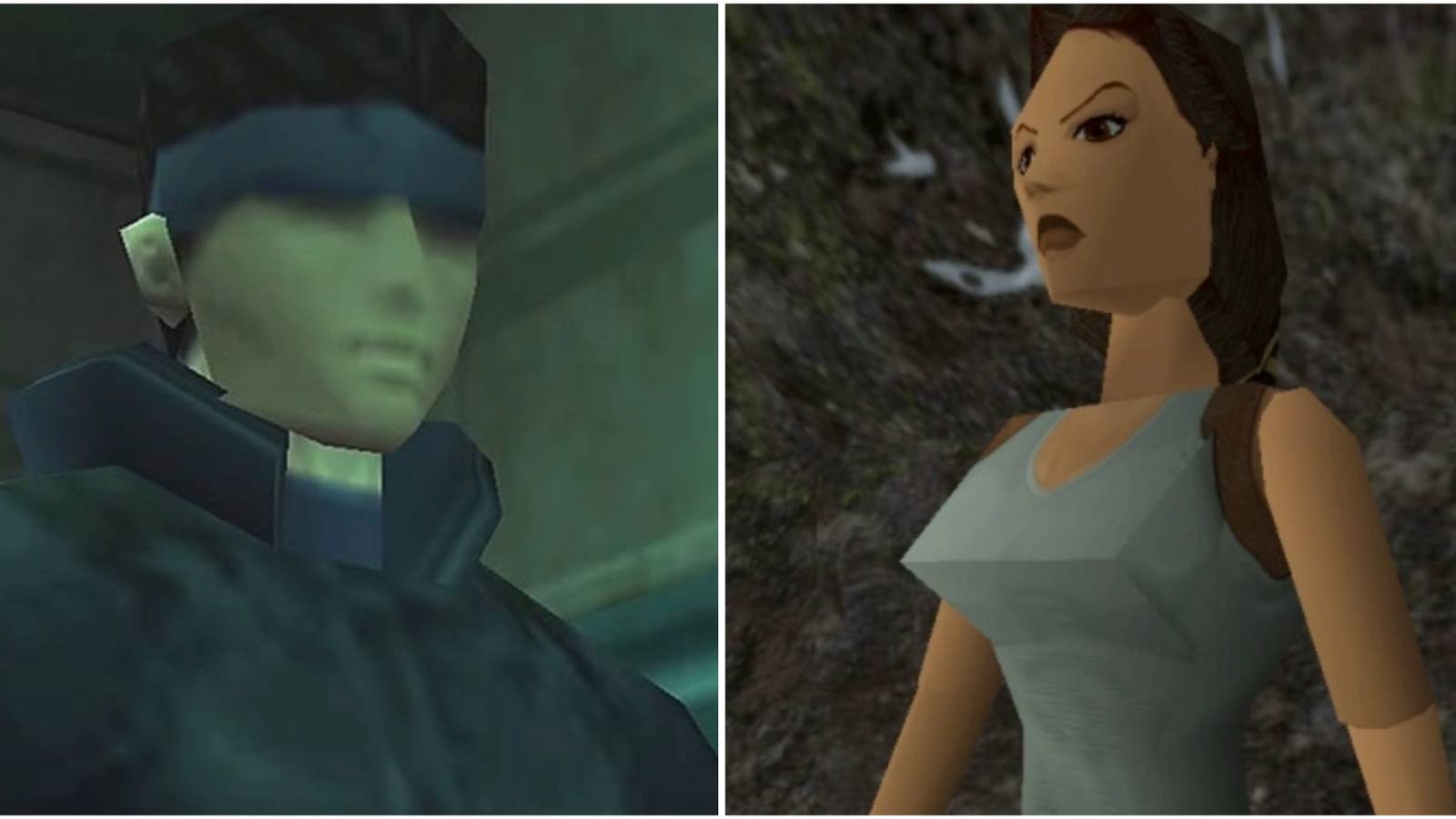 Solid Snake in Metal Gear Solid and Lara in Tomb Raider