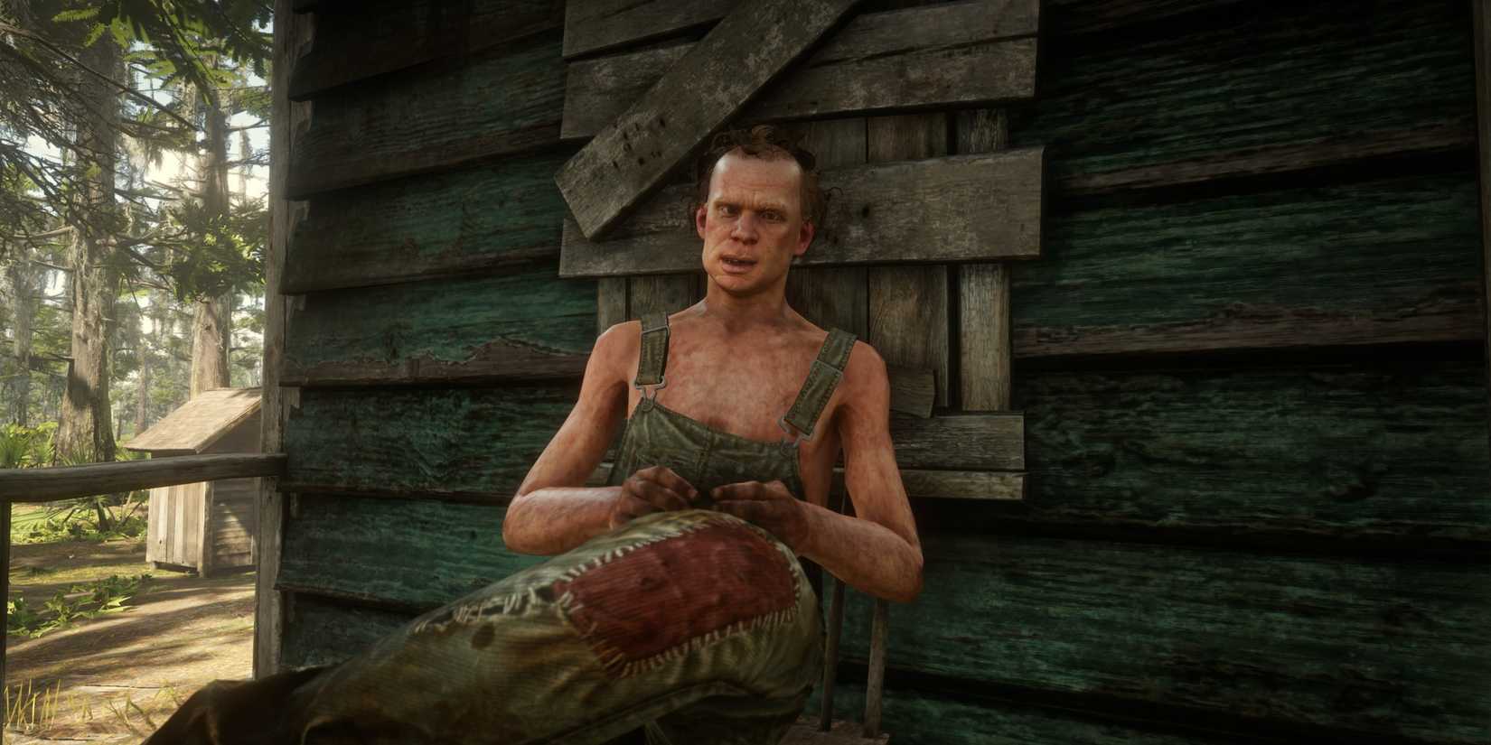 sonny outside his shack