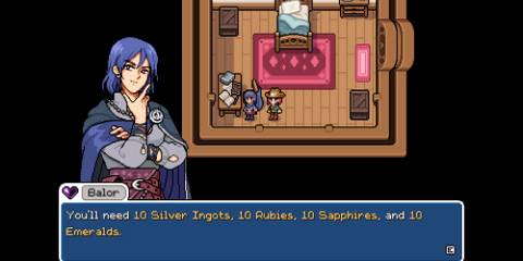 Speaking to Balor in his room in Fields of Mistria Procuring the Sealing Scroll quest