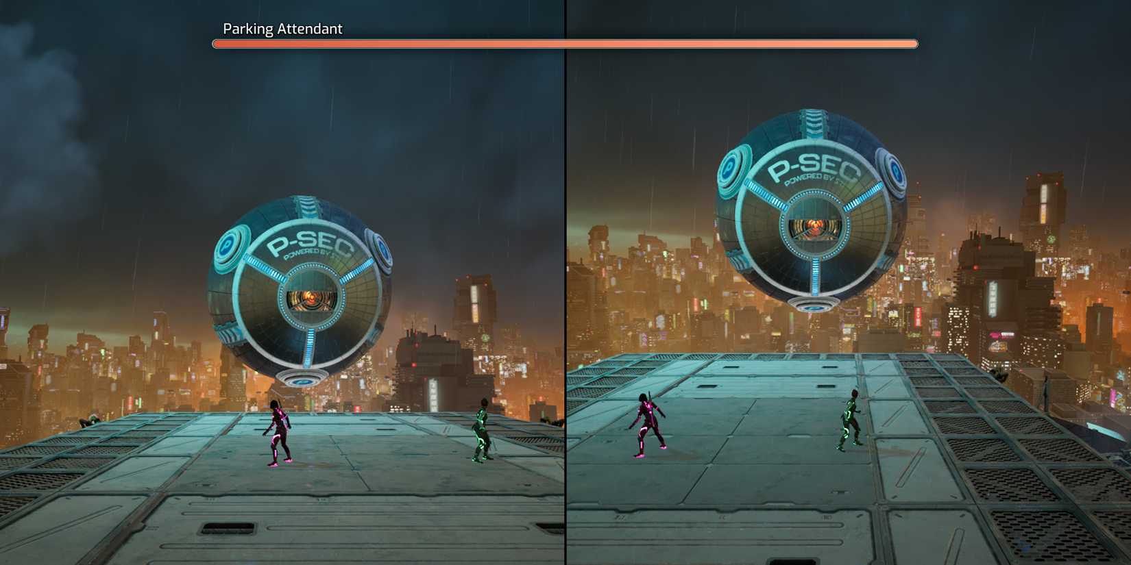 Split Fiction Chapter 1 Neon Revenge walkthrough - parking attendant boss fightr