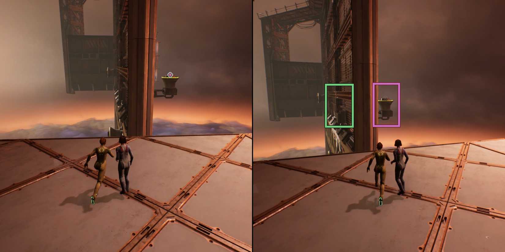 Split Fiction Chapter 5 Isolation walkthrough - Prison Ship sub-level - left right grapple puzzle