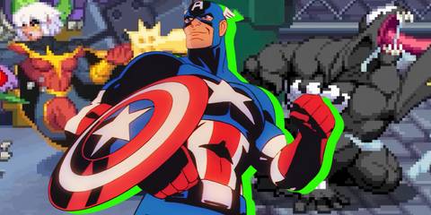 Split image of Quasar, Captain America, and Venom in Marvel Cosmic Invasion