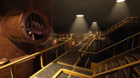 Ray peaking out a pipe