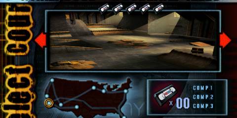 Stage select screen in Tony Hawk’s Pro Skater