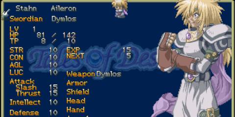 Stahn’s status page in Tales Of Destiny