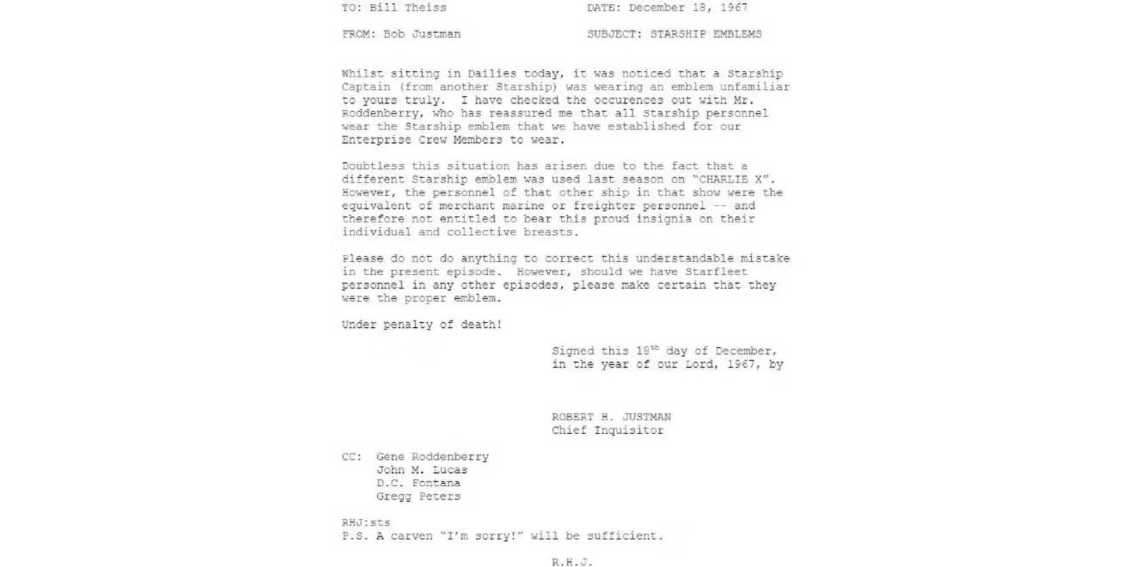 star trek insignia memo