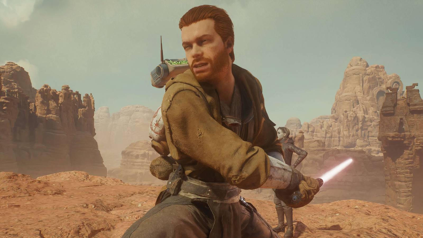 Cal Kestis wielding his lightsaber in Star Wars Jedi: Survivor