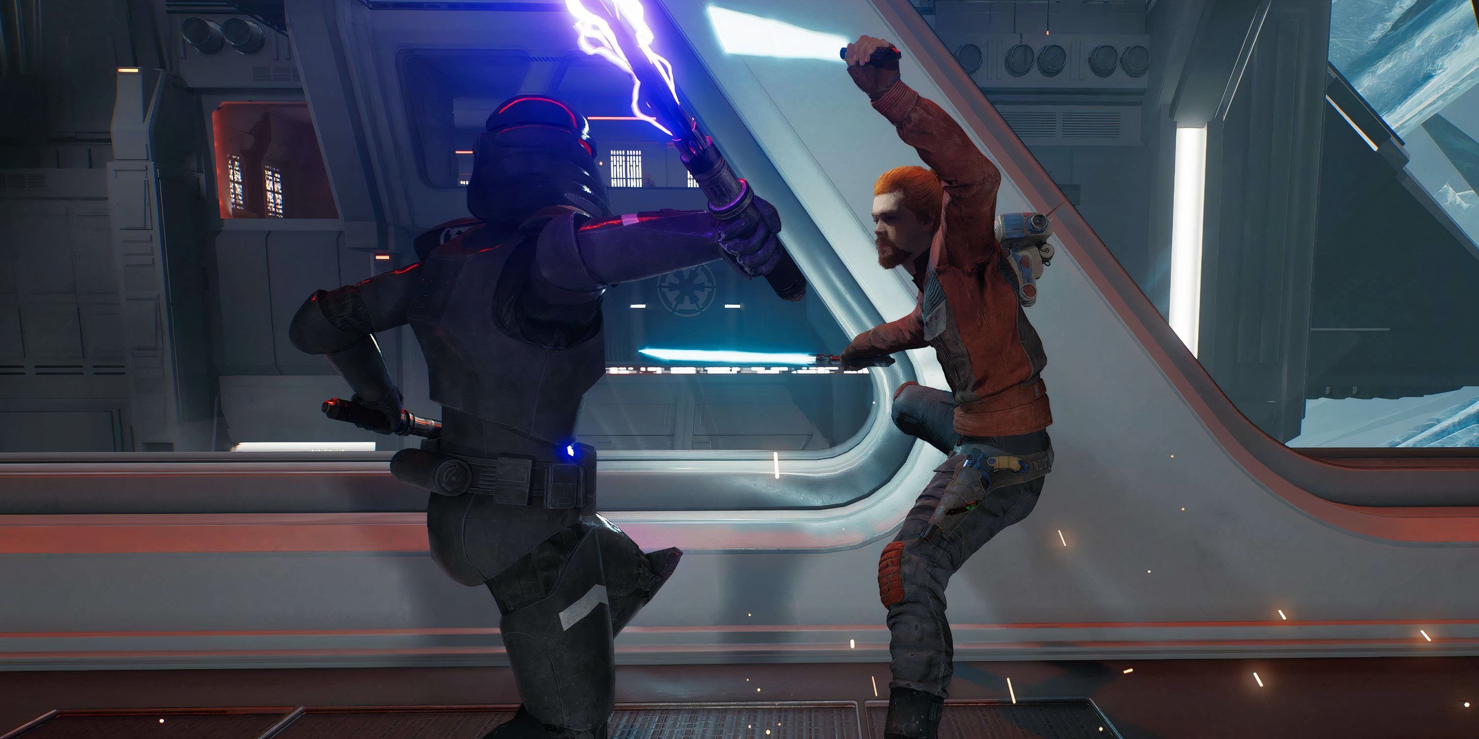 Cal Kestis parrying a Purge Trooper in Star Wars Jedi: Survivor