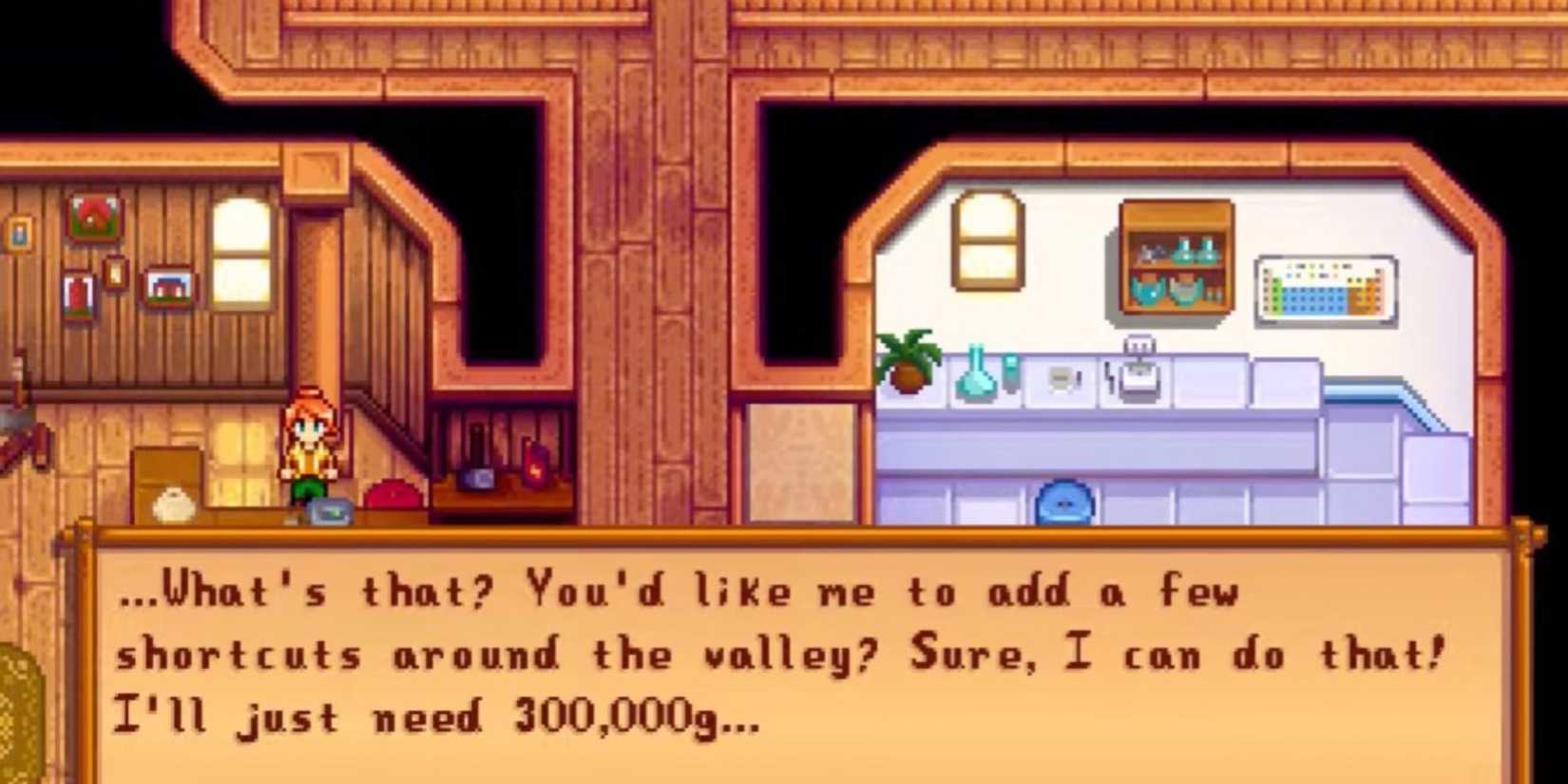 stardew valley robin community upgrades town shortcuts