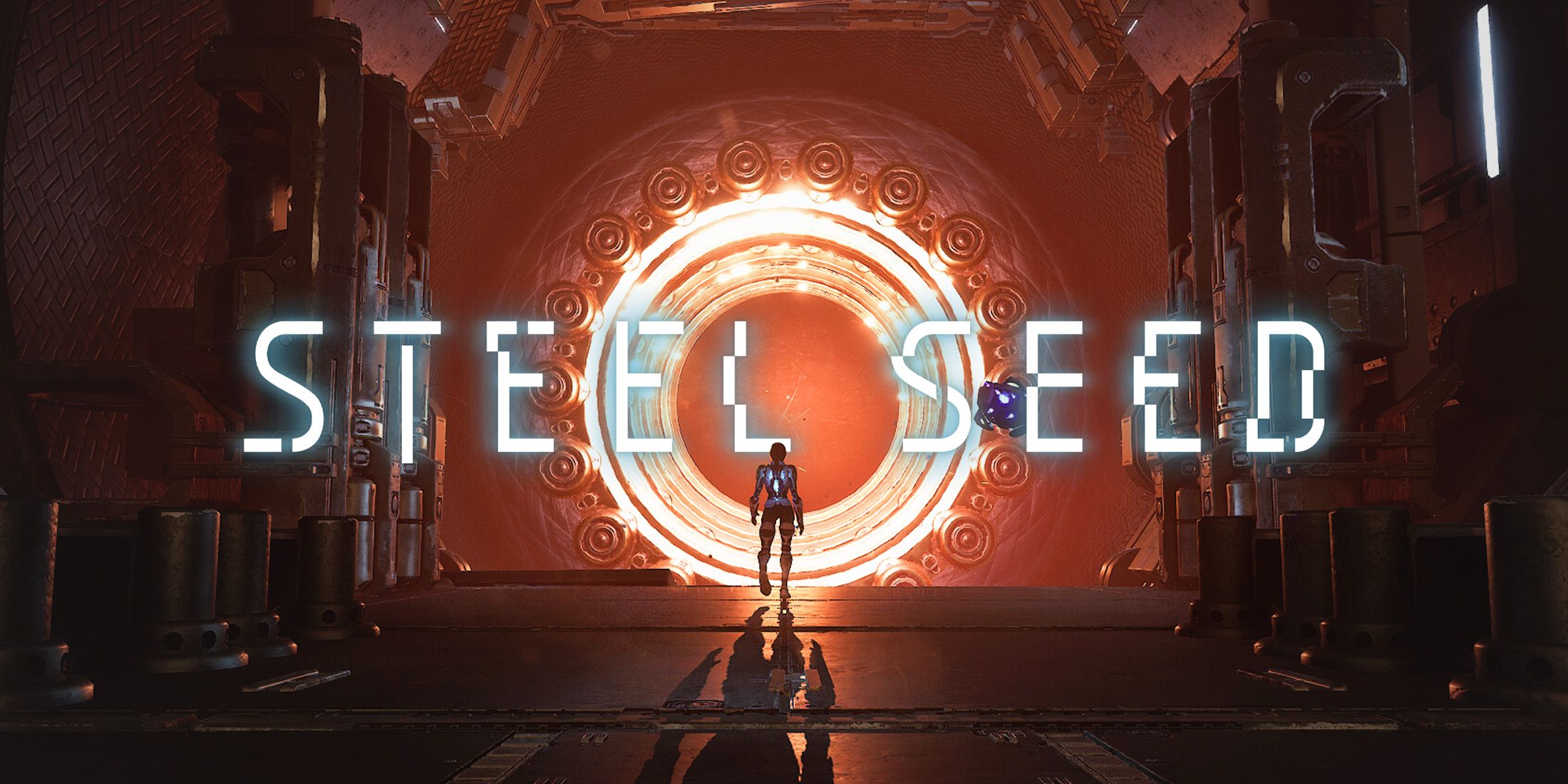 Steel Seed red ring promo gameplay screenshot with blue game logo