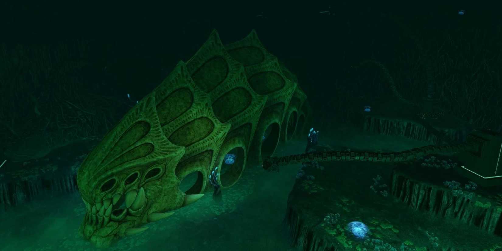 Subnautica Ancient Skeleton embedded in deep sea floor