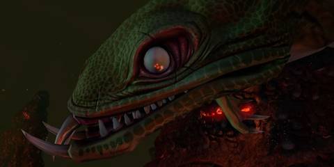 Lava lizard face close up looking menacingly at viewer