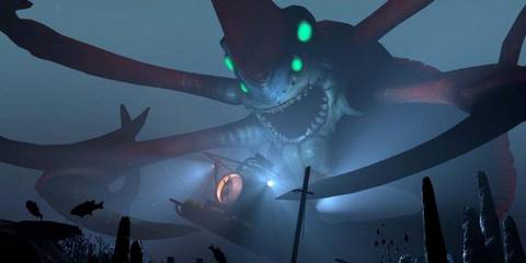 Reaper Leviathan with mouth open ready to eat the player's life pod