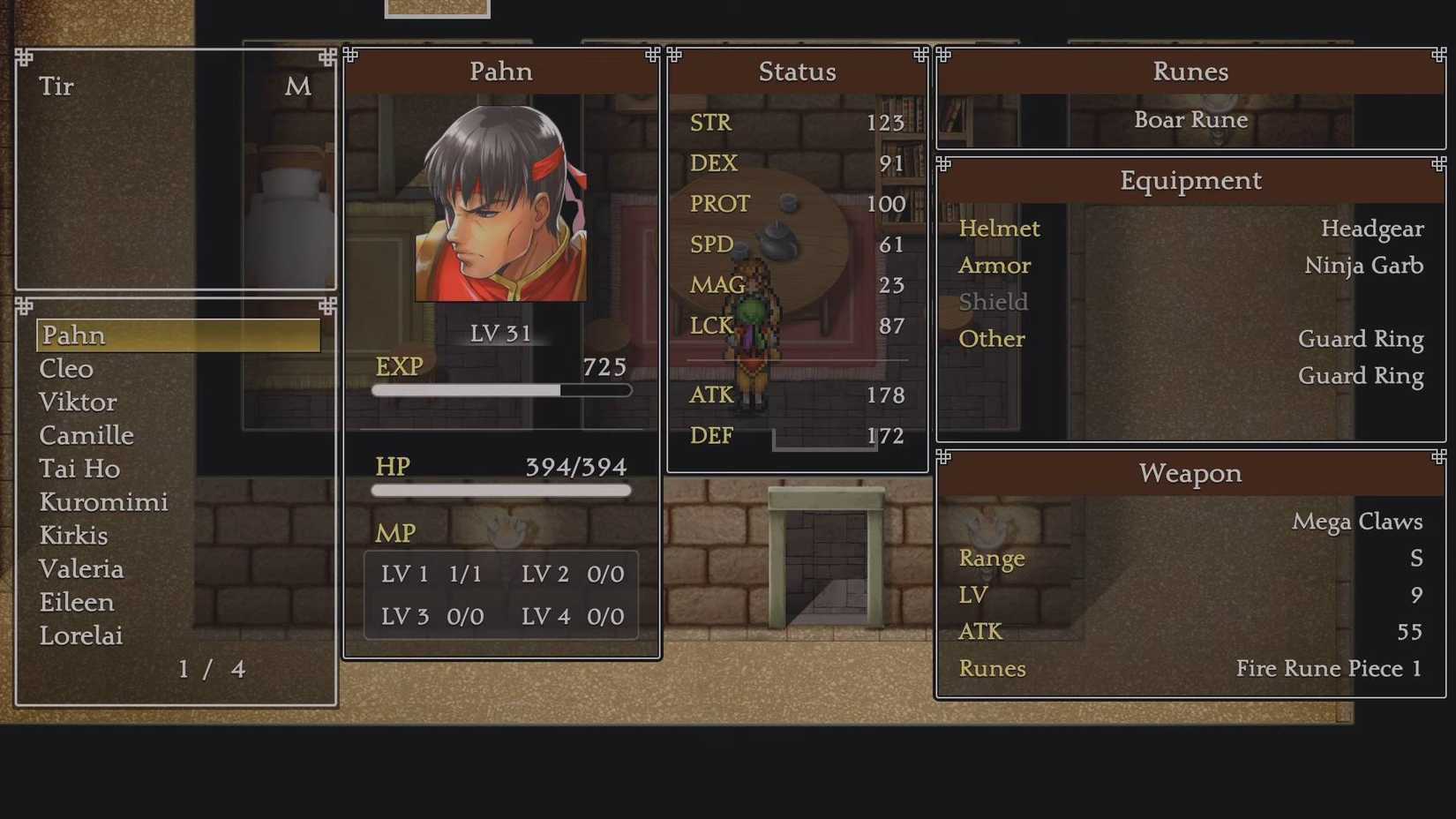 Suikoden 1 HD_Pahn Stats