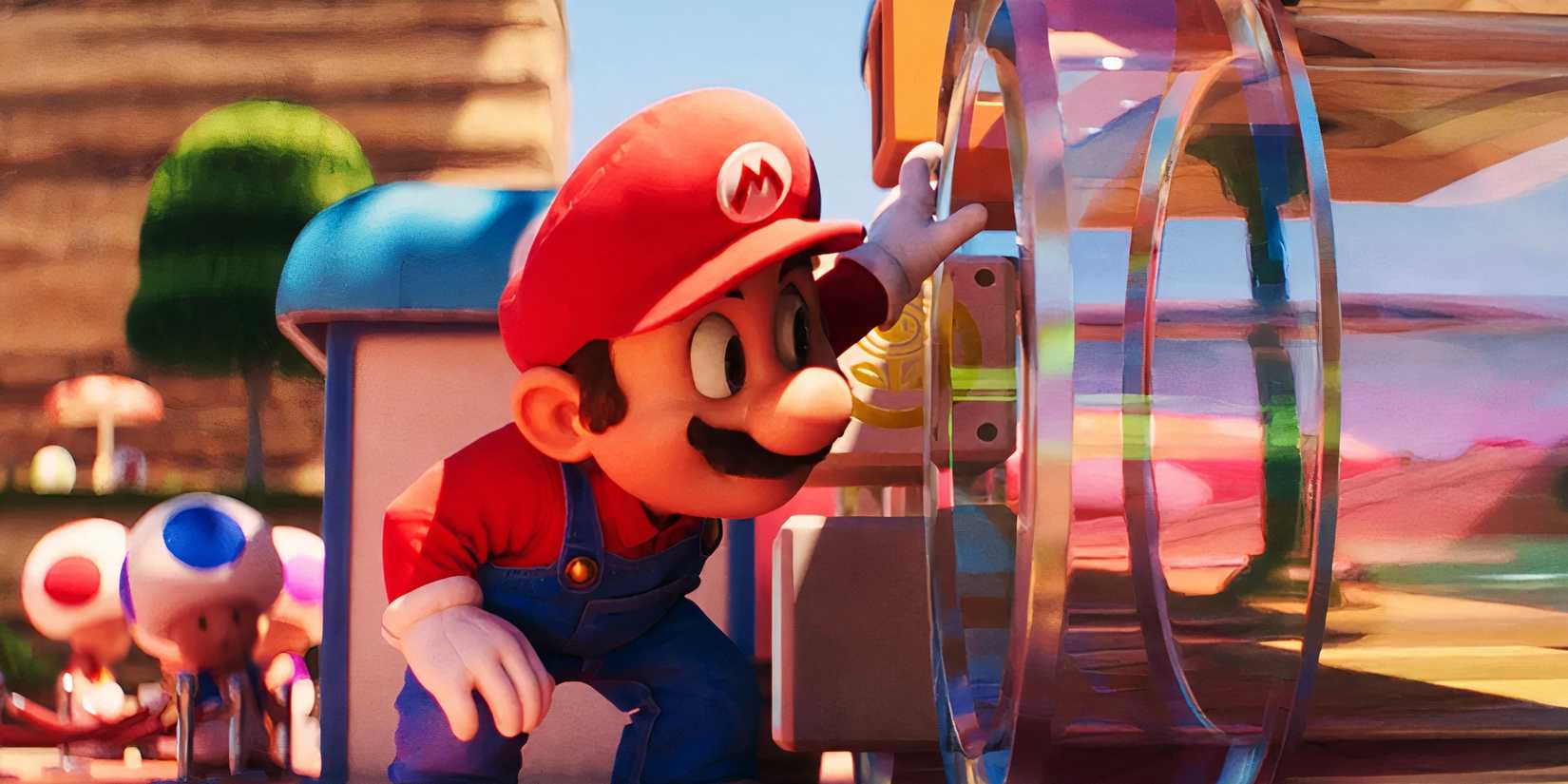 Super Mario next to a pipe 