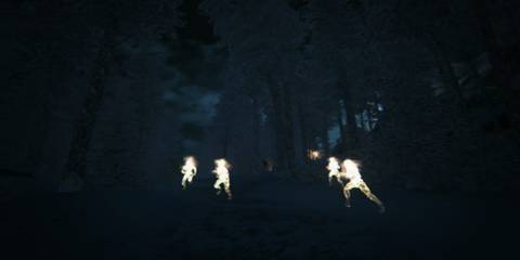 Supernatural creatures running in the forest