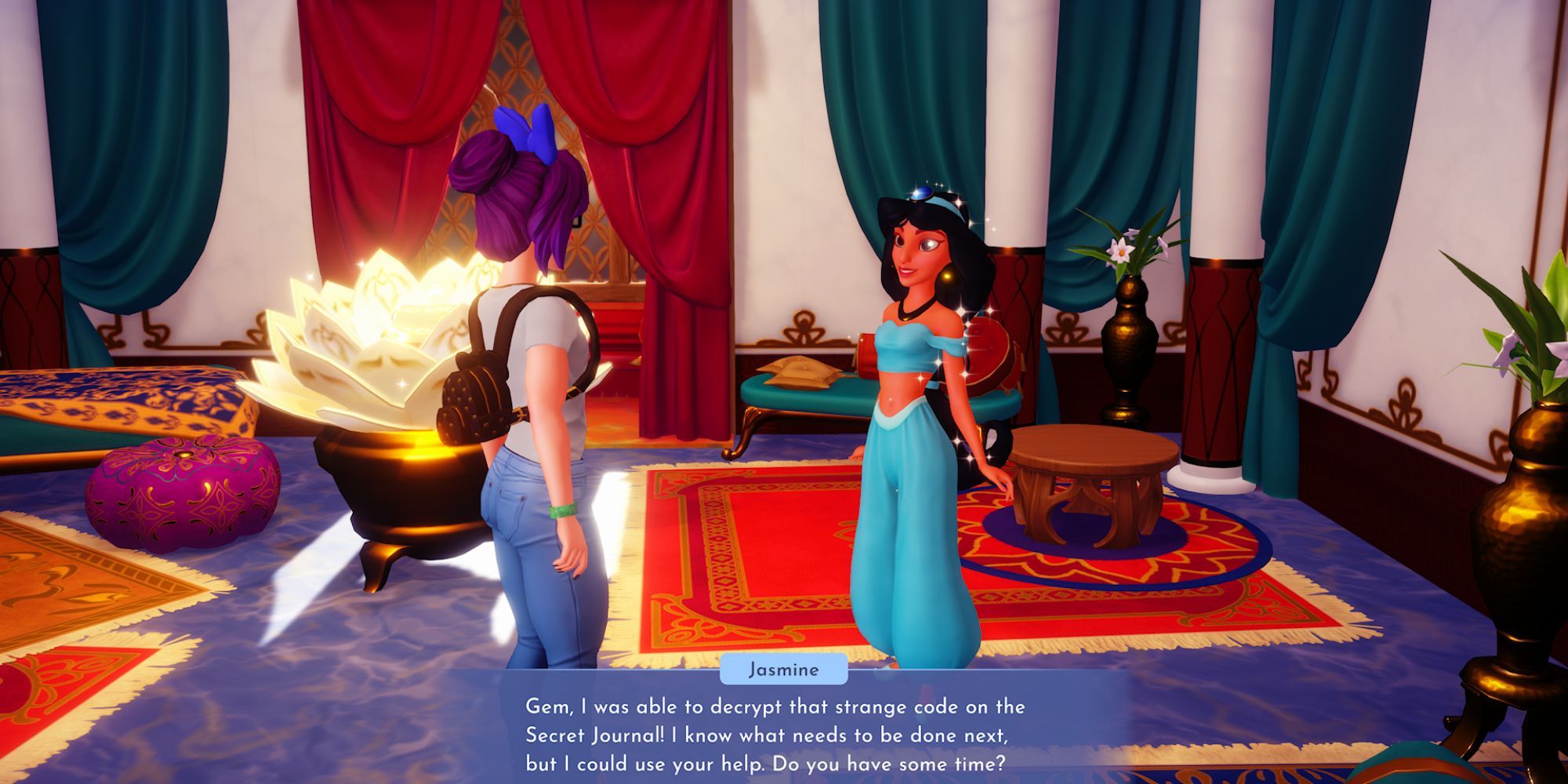 Talking to Jasmine in Disney Dreamlight Valley's A Sandy Competition quest