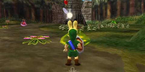 Link going through a forest in The Legend Of Zelda: Majora's Mask