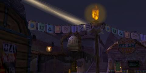 East Clock Town at night in The Legend Of Zelda: Majora's Mask