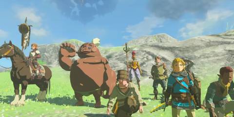 The Legend of Zelda Tears of the Kingdom Link and others prepare for a battle