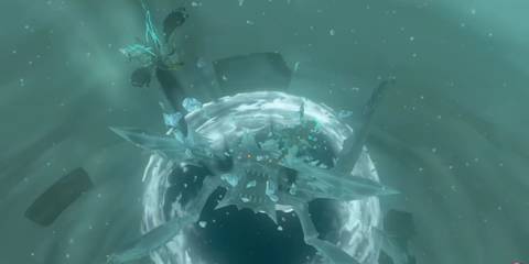 The Legend of Zelda Tears of the Kingdom Link and Tulin battling Colgera