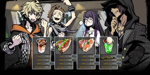 The main characters sharing a meal.