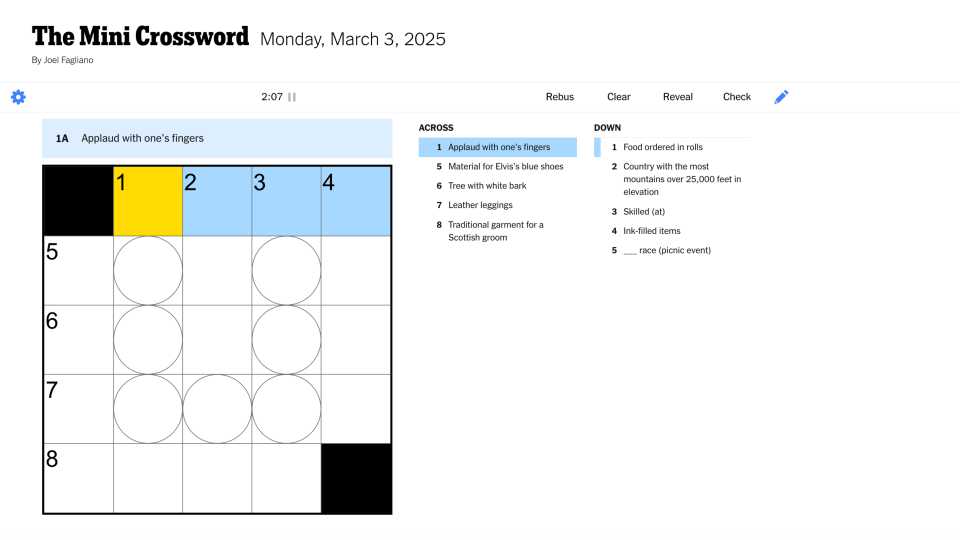 The Mini Crossword (NYT) In Game Screenshot 1