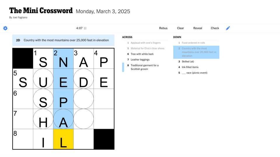 The Mini Crossword (NYT) In Game Screenshot 3