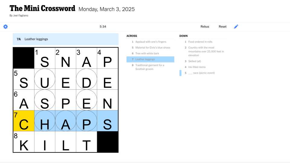 The Mini Crossword (NYT) In Game Screenshot 6