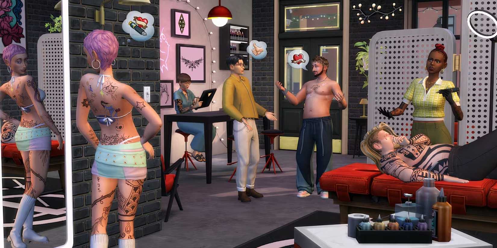 The Sims 4 Businesses and Hobbies tattoo parlor