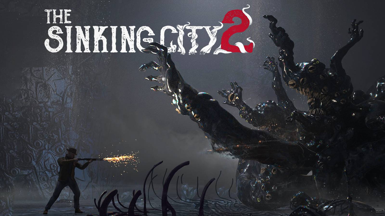 The Sinking City 2 monster fight shotgun with game logo 2x1 composite