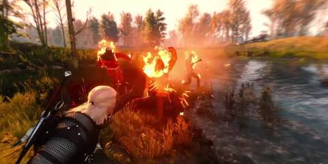 The Witcher 3 Wild Hunt setting enemies on fire