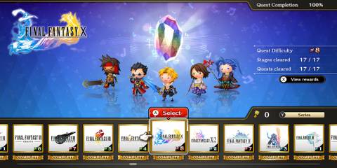 Tidus in the character select screen in Theatrhythm Final Bar Line