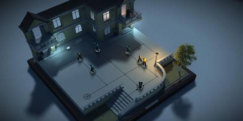 Top down view of a level in Hitman Go