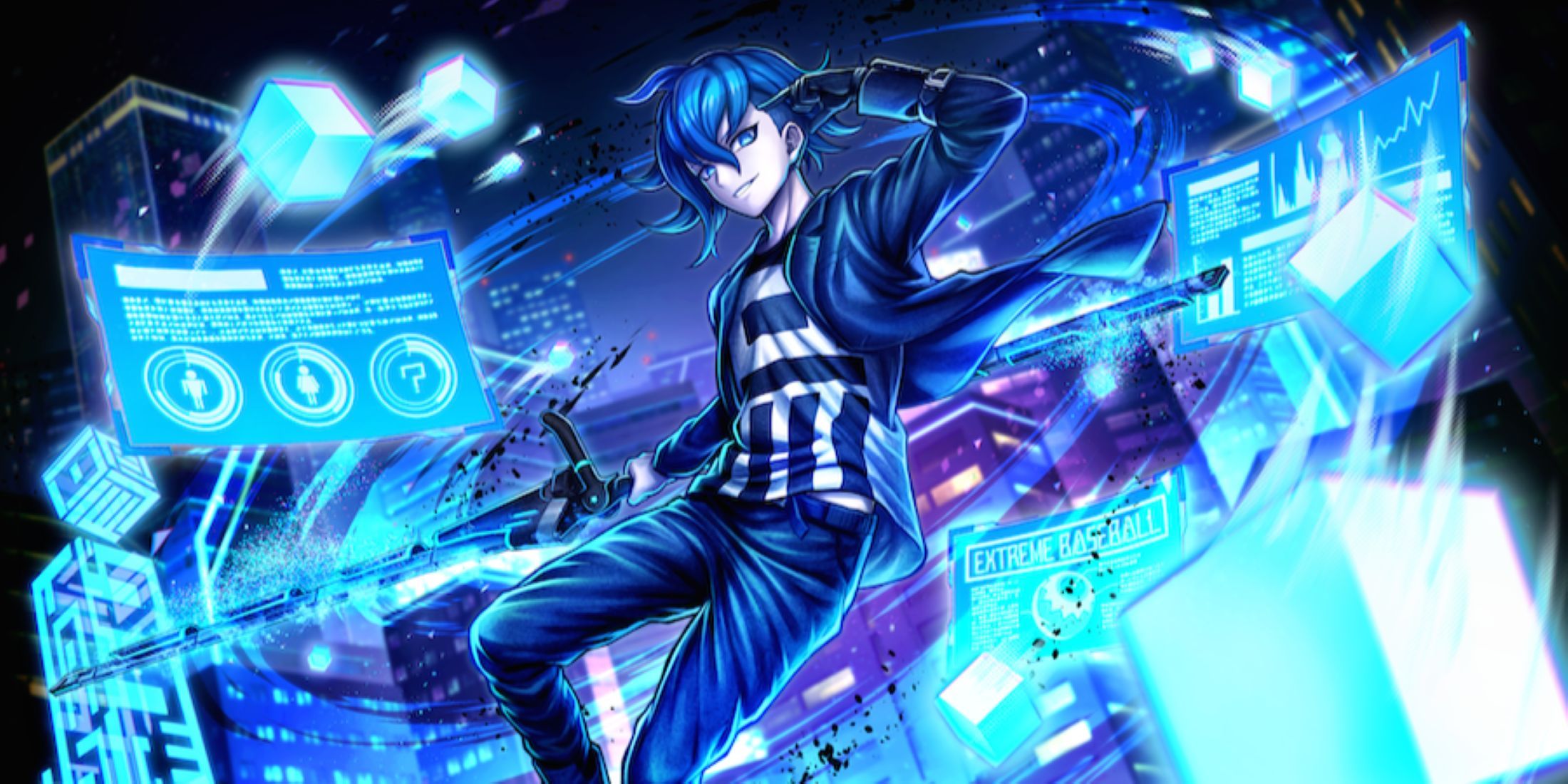 tribe nine new character kazuki aoyama with blue background