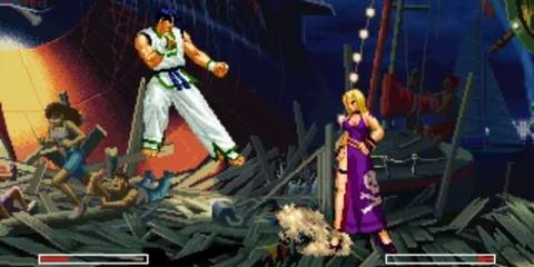 Two characters fighting each other in Garou Mark of the Wolves