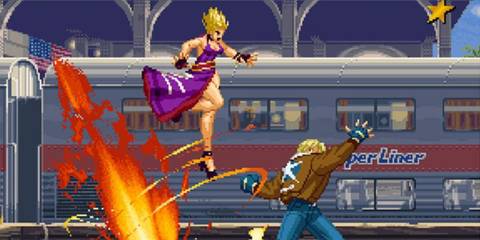 Two characters fighting in Garou Mark of the Wolves