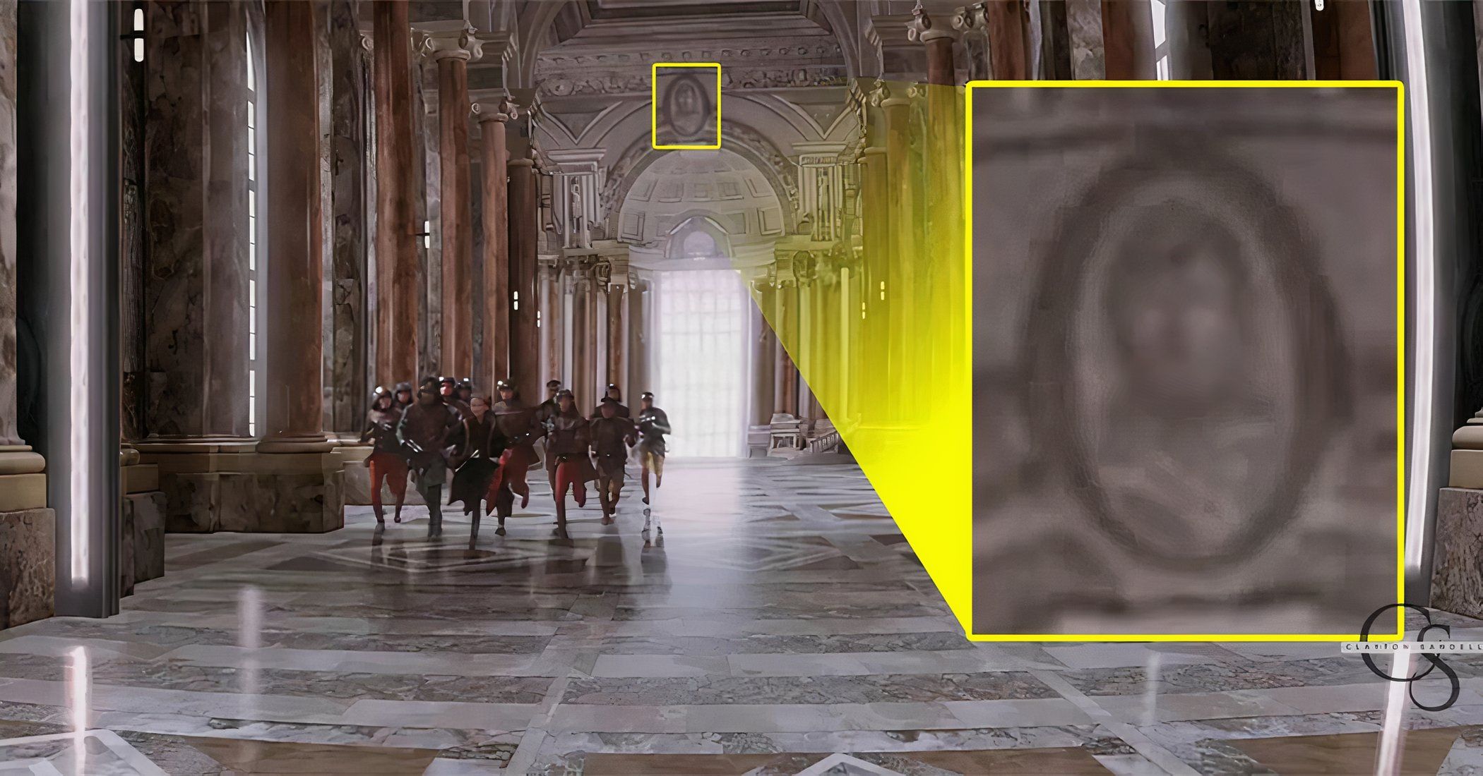 George Lucas Easter egg appears in this scene from Star Wars Episode I The Phantom Menace (1999). Lucasfilm