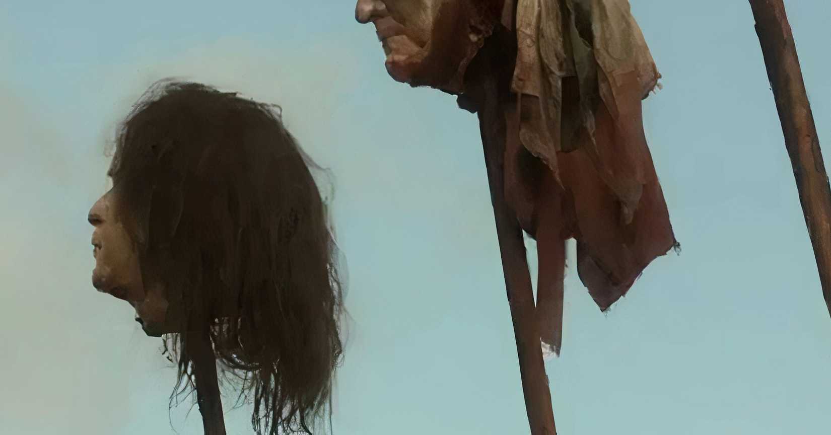 prosthetic copy of George W. Bush’s head on spike in Game of Thrones