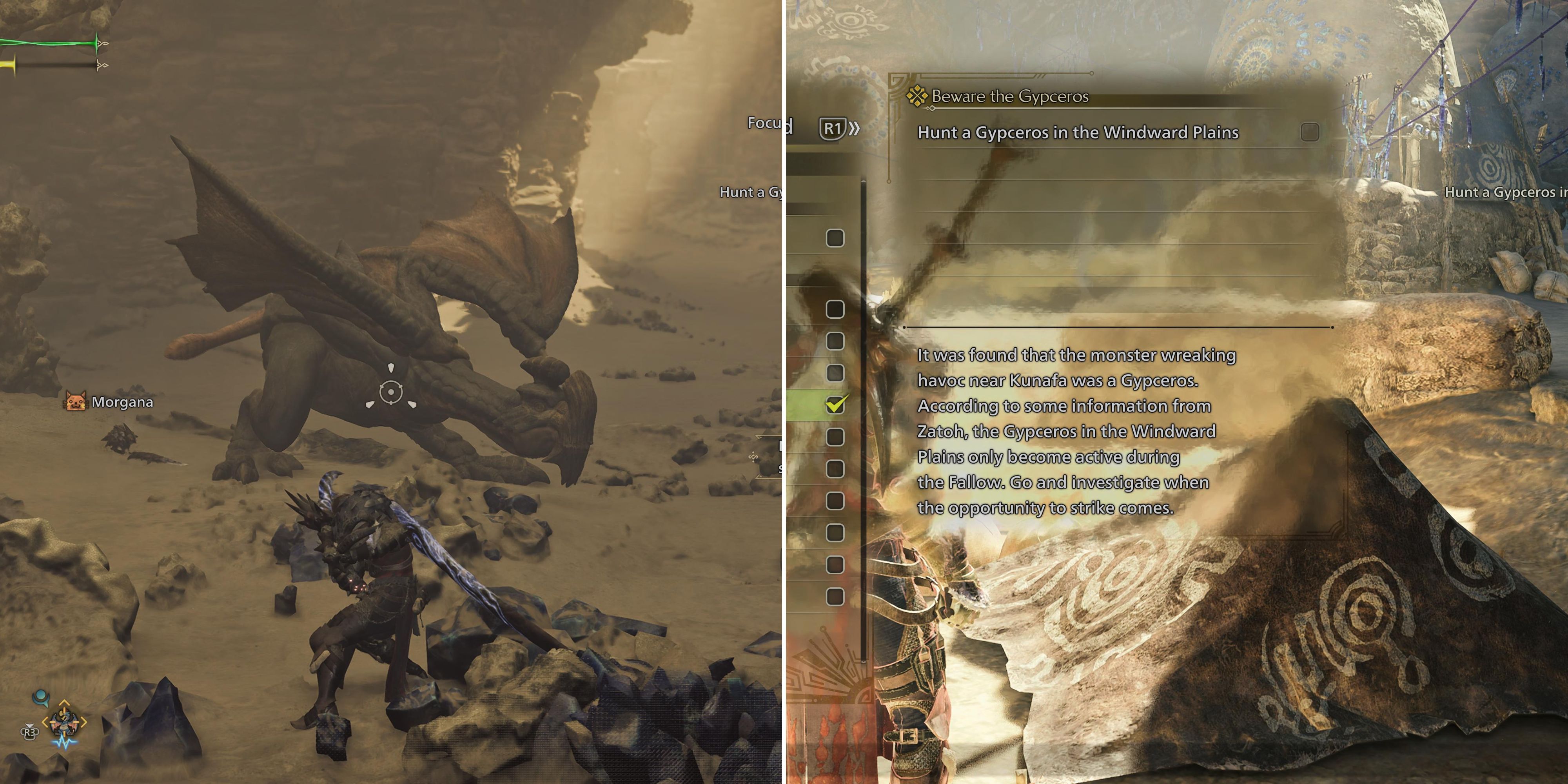 The Player FIghting A Gypceros & The Quest In The Menu 