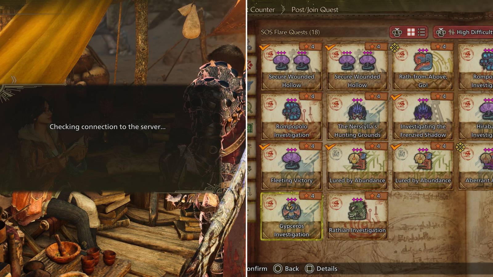 The Player Connecting To The Internet & The List of Joinable Hunts 