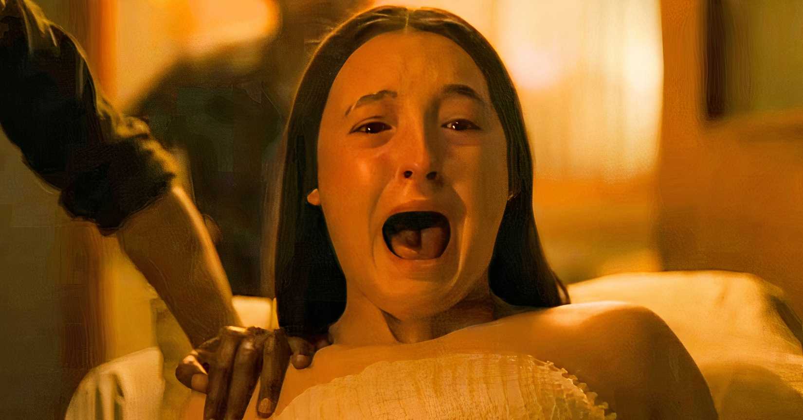 Bella Ramsey screaming in The Last of Us season 2