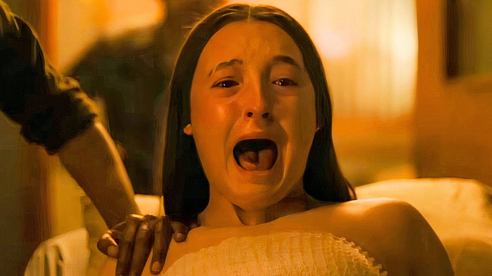 Bella Ramsey screaming in The Last of Us season 2