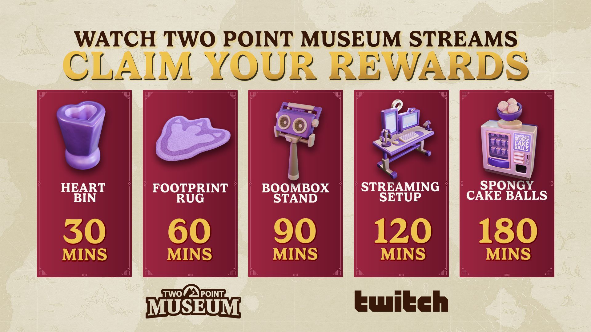 Twitch Drop All Rewards for the Two Point Museum