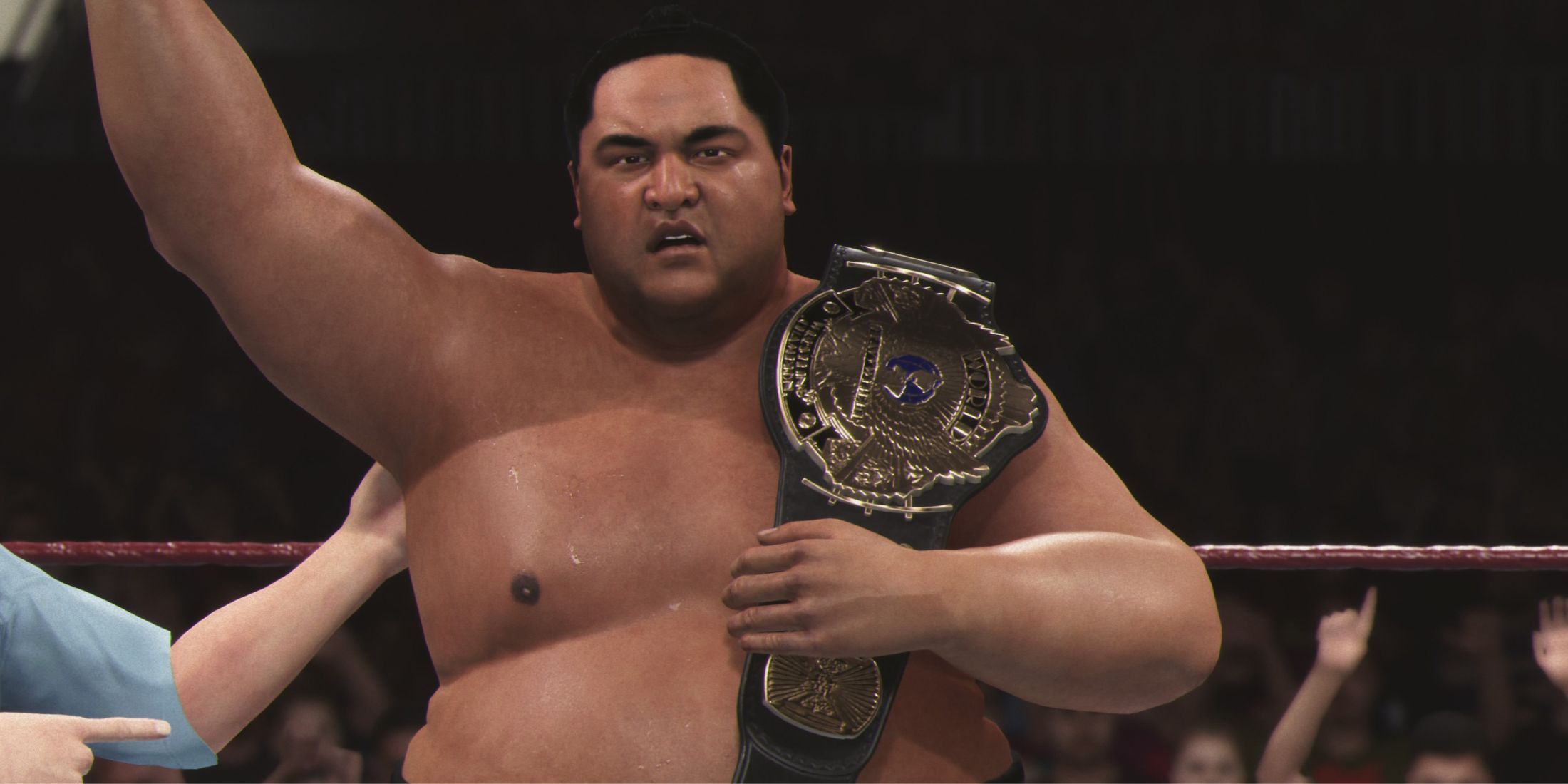 Yokozuna with the WWE championship in WWE 2K25